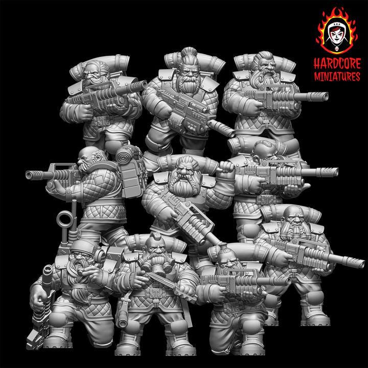 Space Dwarf Veterans Squad with Lasguns