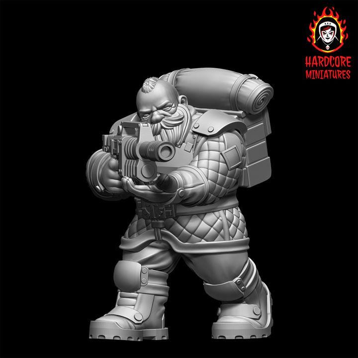 Space Dwarf Veterans Squad with Lasguns