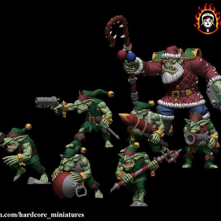 Retro Space Ork Santa Boy & Gobbos