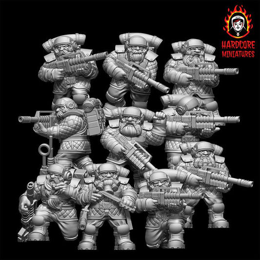Space Dwarf Veterans Squad with Lasguns