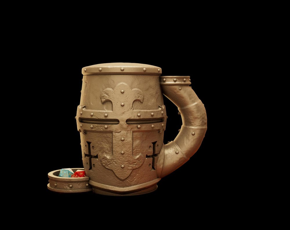 Medieval styled tankard dice towers